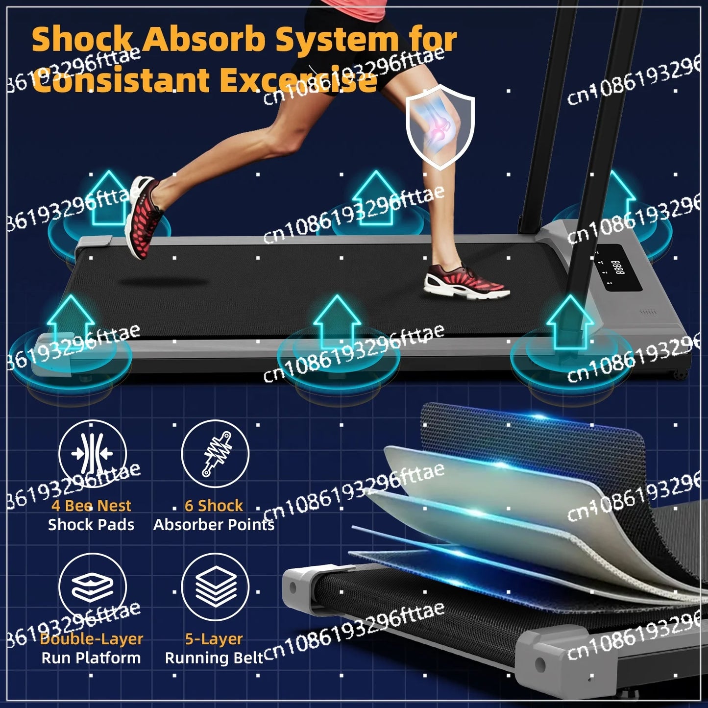 Home Walking Pad Foldable Under Desk Walking Pad Pro Treadmill Curved Portable Treadmills Machine for Home with Telecontrol