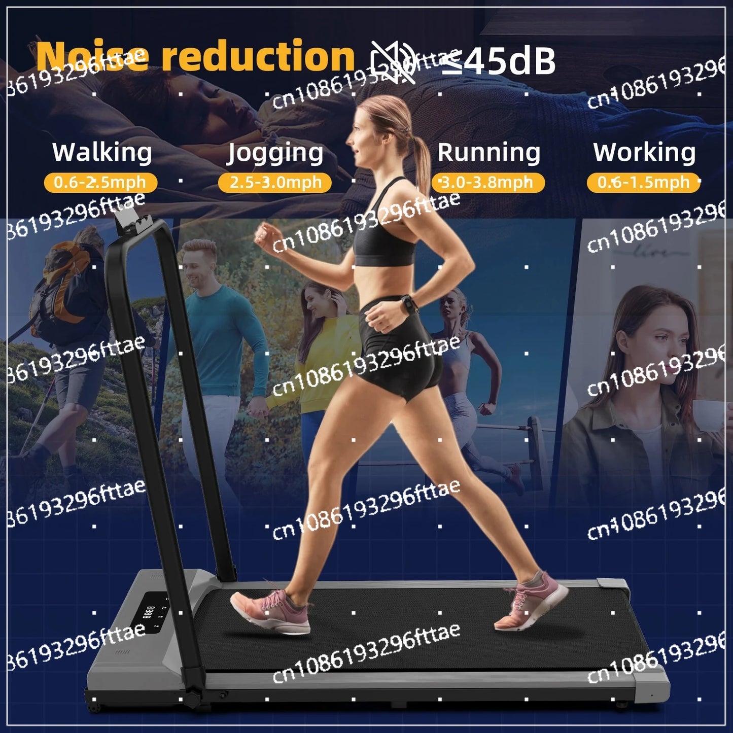 Home Walking Pad Foldable Under Desk Walking Pad Pro Treadmill Curved Portable Treadmills Machine for Home with Telecontrol